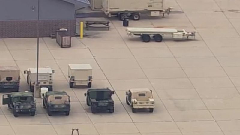 Texas National Guard seen outside of Chicago