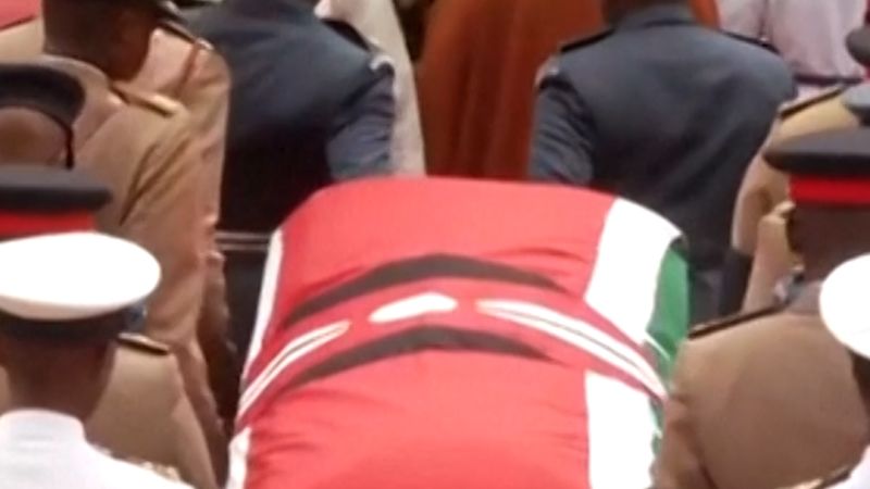 Crowds say goodbye to Kenyan leader at state funeral