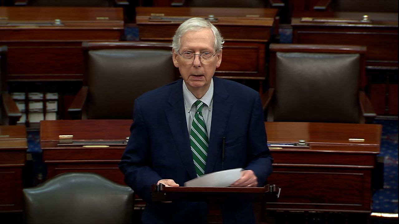 Senate Minority Leader Mitch McConnell speaks on the Senate floor on September 30.