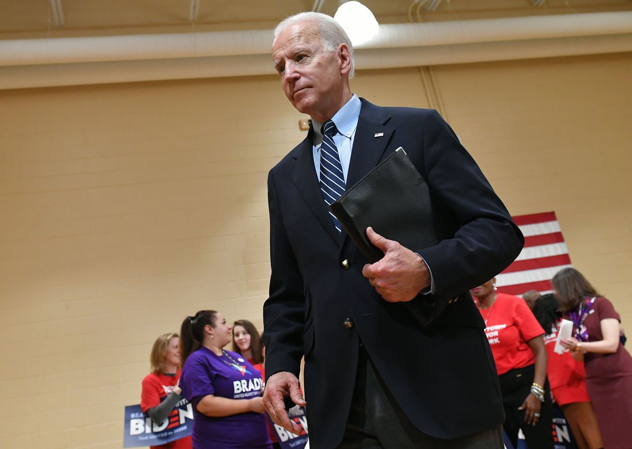 Democratic presidential candidate Joe Biden during a campaign stop in Columbus, Ohio on March 10, 2020.?