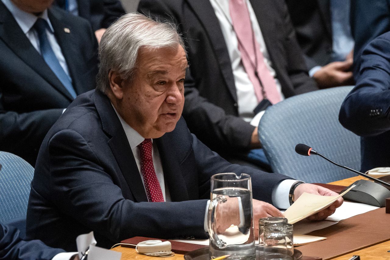 United Nations Secretary-General António Guterres speaks during a UN Security Council meeting on June 20, in New York. 