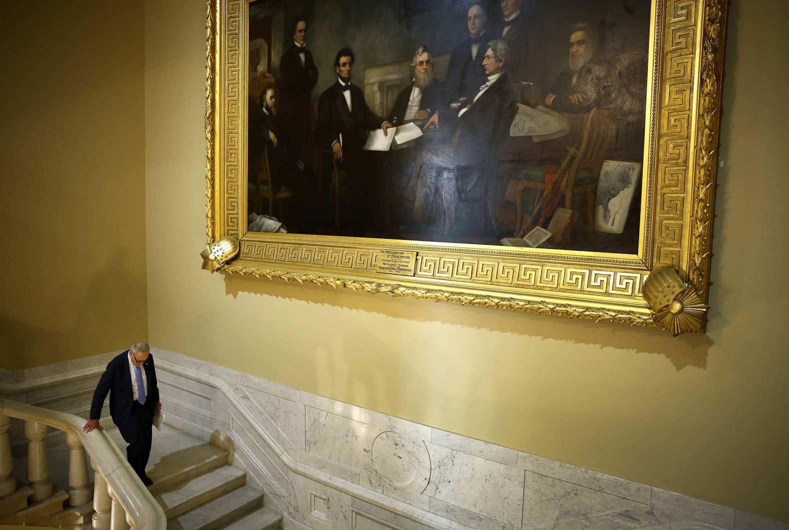 Senate Minority Leader Charles Schumer walks back to his office following a news conference at the US Capitol on Friday, October 3. <a href="index.php?page=&url=https%3A%2F%2Fwww.cnn.com%2F2025%2F09%2F26%2Fpolitics%2Fgovernment-shutdown-september-2025-explained">The federal government shut down</a> on October 1 after failing to reach a funding deal.