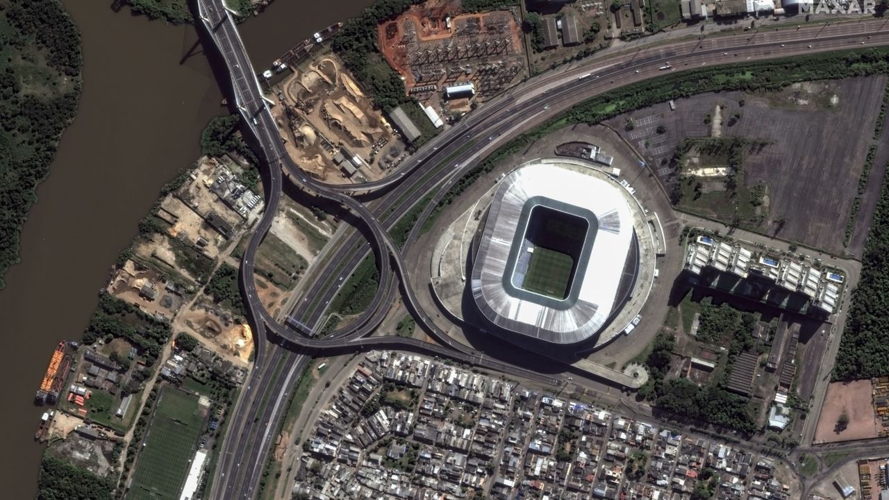 The Gremio Arena in Porto Alegre, Brazil, before flooding.