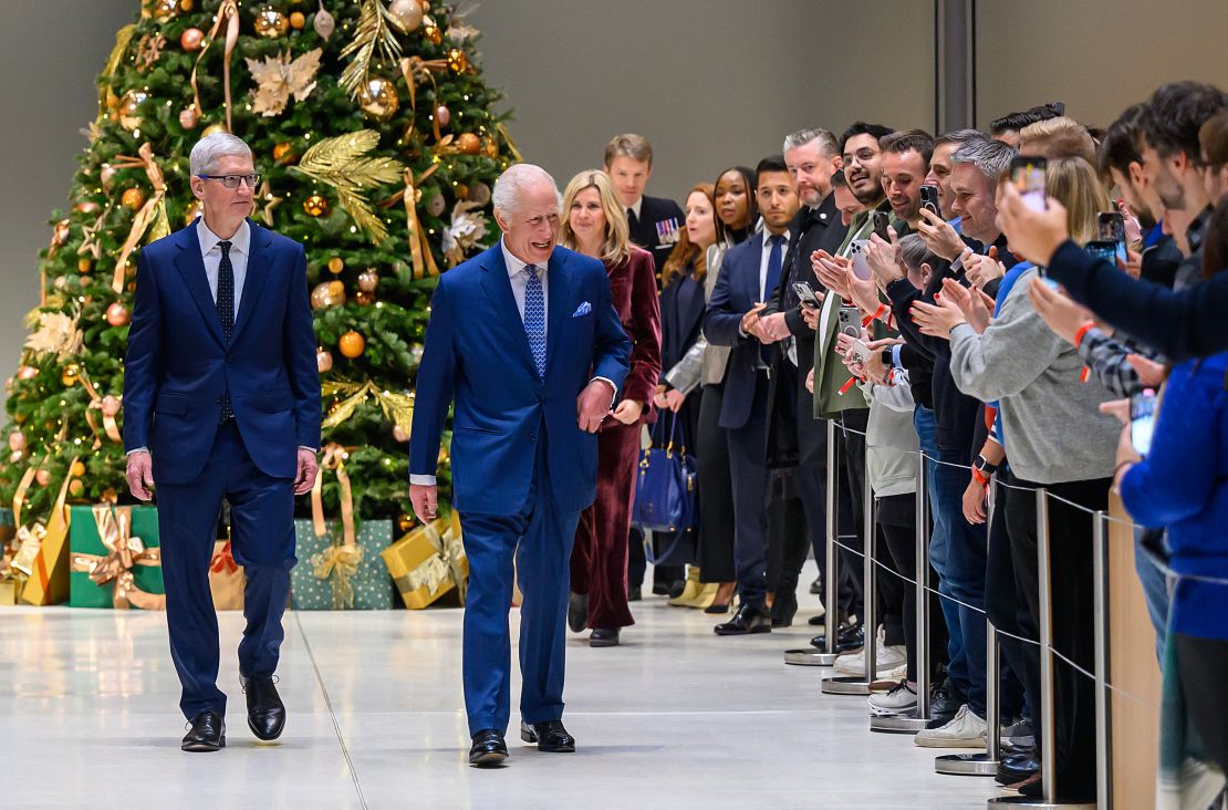 Charles was accompanied on the tour by Apple Chief Executive Tim Cook.