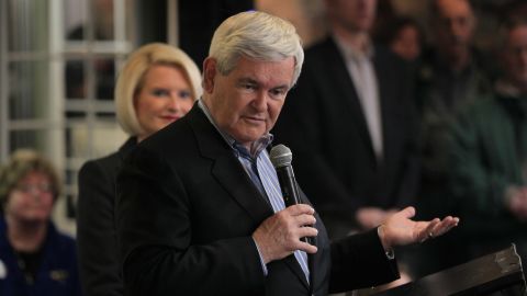 Newt Gingrich makes a campaign appearance in Dyersville, Iowa, last month.