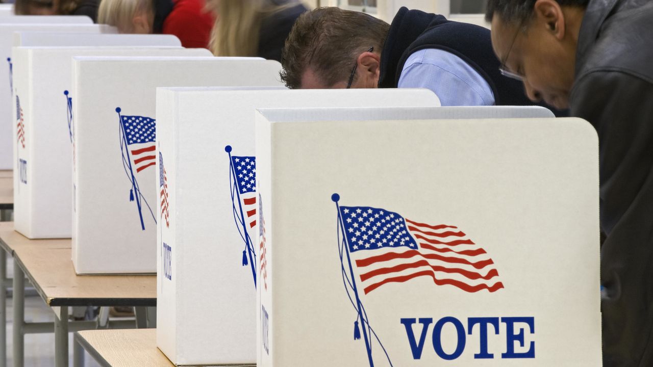 Voters cast their ballots on Tuesday,  November 4, 2008, at Centreville High School in Clifton, Virginia.