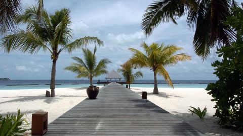 A view of Coco Palm spa resort in the Maldives. The government has banned massage parlors and spas across the island nation
