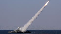 Iranian navy fires a Mehrab missile during the 'Velayat-90' naval wargames in the Strait of Hormuz in southern Iran on January 1, 2012. Iran defiantly announced that it had tested a new missile and made an advance in its nuclear programme after the United States unleashed extra sanctions that sent its currency to a record low. AFP PHOTO/JAMEJAMONLINE/EBRAHIM NOROOZI (Photo credit should read EBRAHIM NOROOZI/AFP/Getty Images