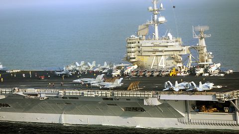 The aircraft carrier USS John C. Stennis  is in the Persian Gulf region.