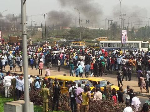 Protesters march in Lagos, over an increase in fuel-prices, photographed by iReporter Samuel Osabuohien.