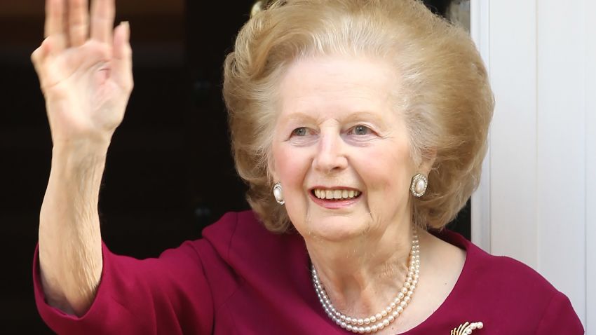 Margaret Thatcher leaves the Cromwell Hospital in London on November 1, 2010, after a recent bout of flu.