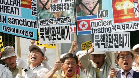  South Korean protesters rally in May, 2009, in Seoul against North Korea after it announced it had conducted a nuclear test.