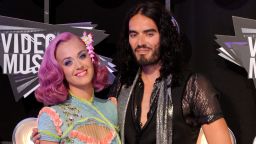 Katy Perry and Russell Brand attend the MTV Video Music Awards in Los Angeles on August 28, 2011.
