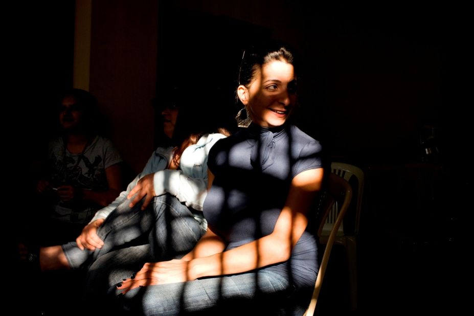 Lebanese actress, comedienne and drama therapist Zeina Daccache working with inmates in Baabda Prison, Beirut.
