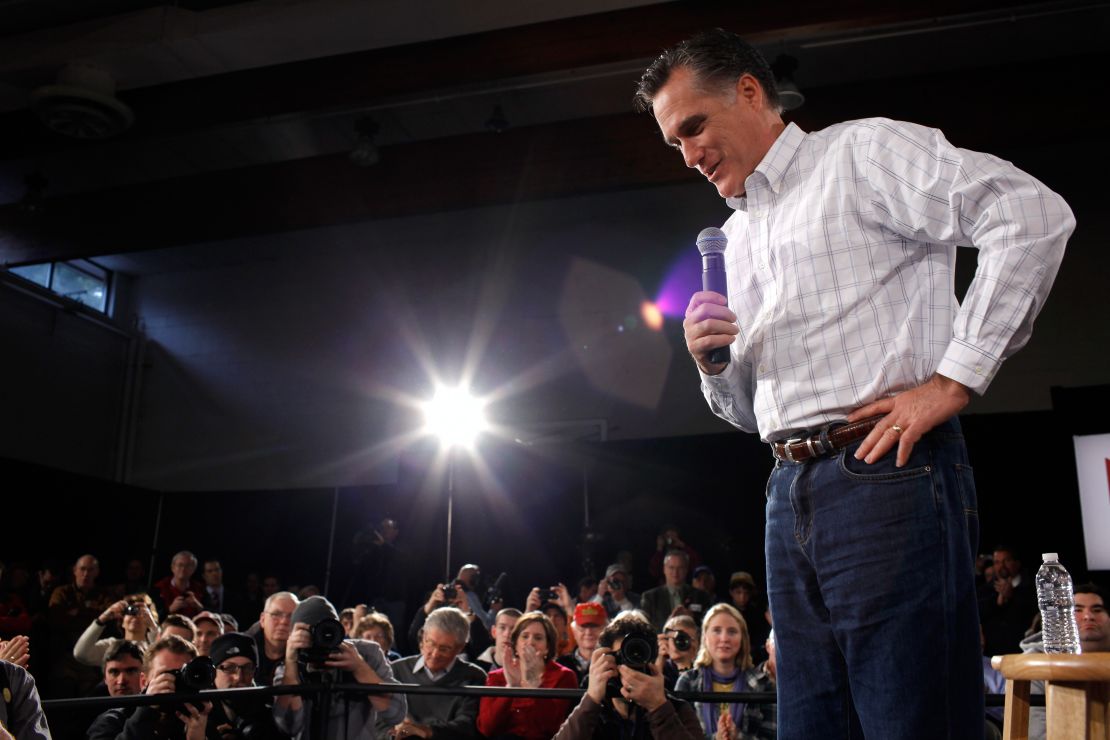 Mitt Romney during a 2012 campaign town hall meeting in New Hampshire. 