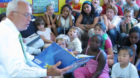 Minnesota Rep. John Kline, chairman of the House Committee on Education and the Workforce, reads to a Kindercare class  in Burnsville in August, 2010.