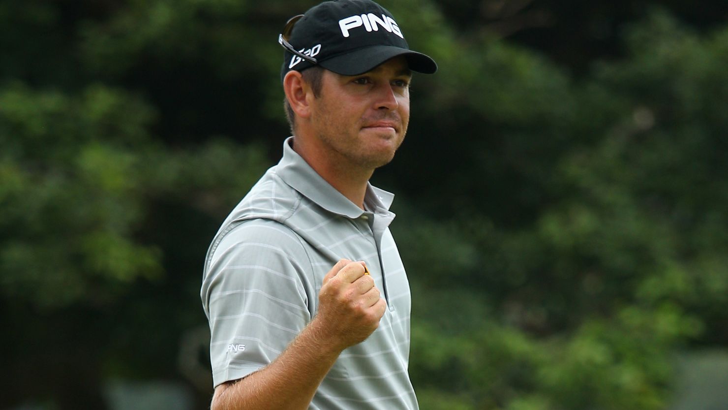 Louis Oosthuizen celebrates as he wins the Africa Open for the second straight year.