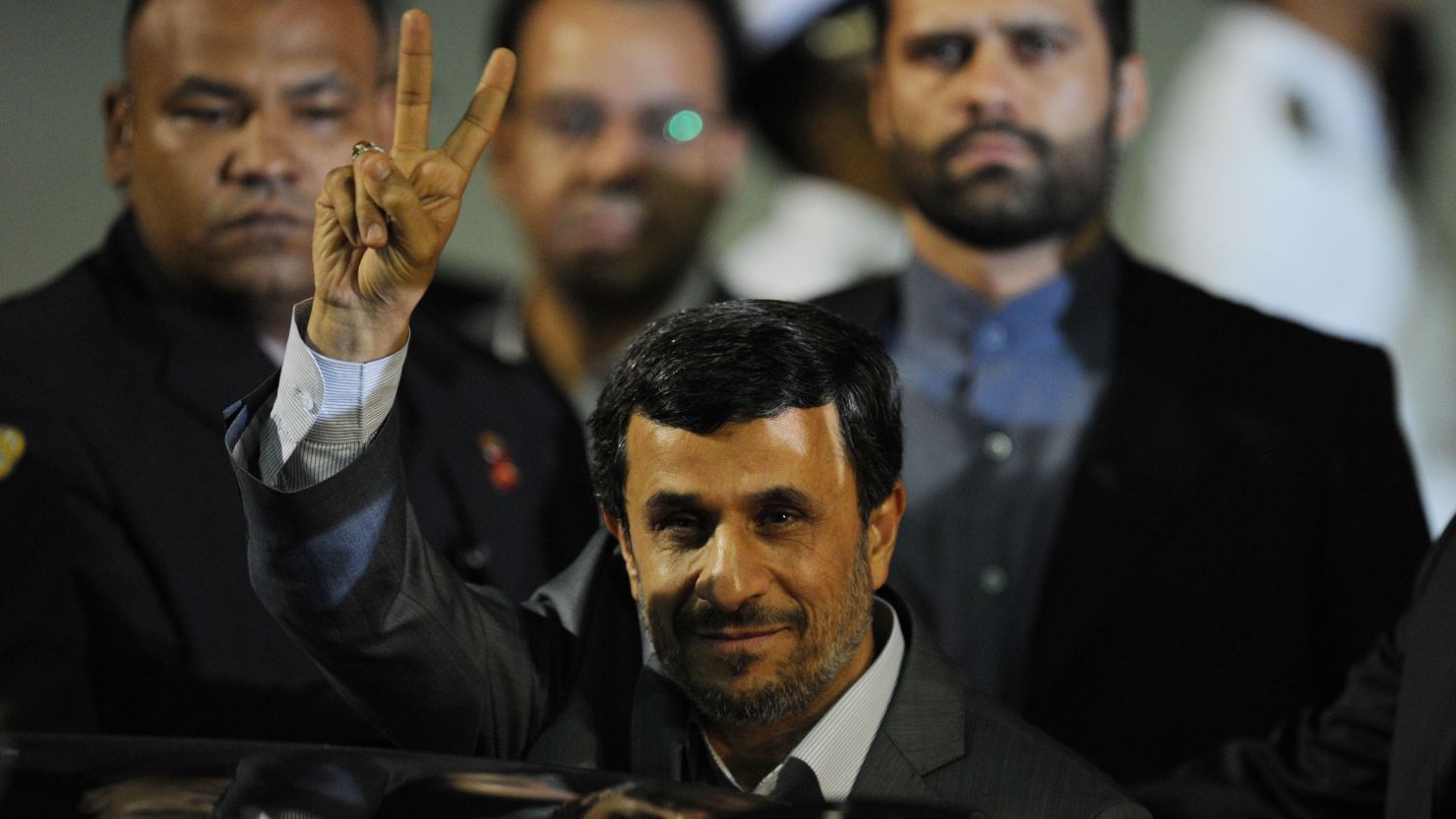 Iranian President Mahmoud Ahmadinejad arrives in Caracas, Venezuela, on Sunday.