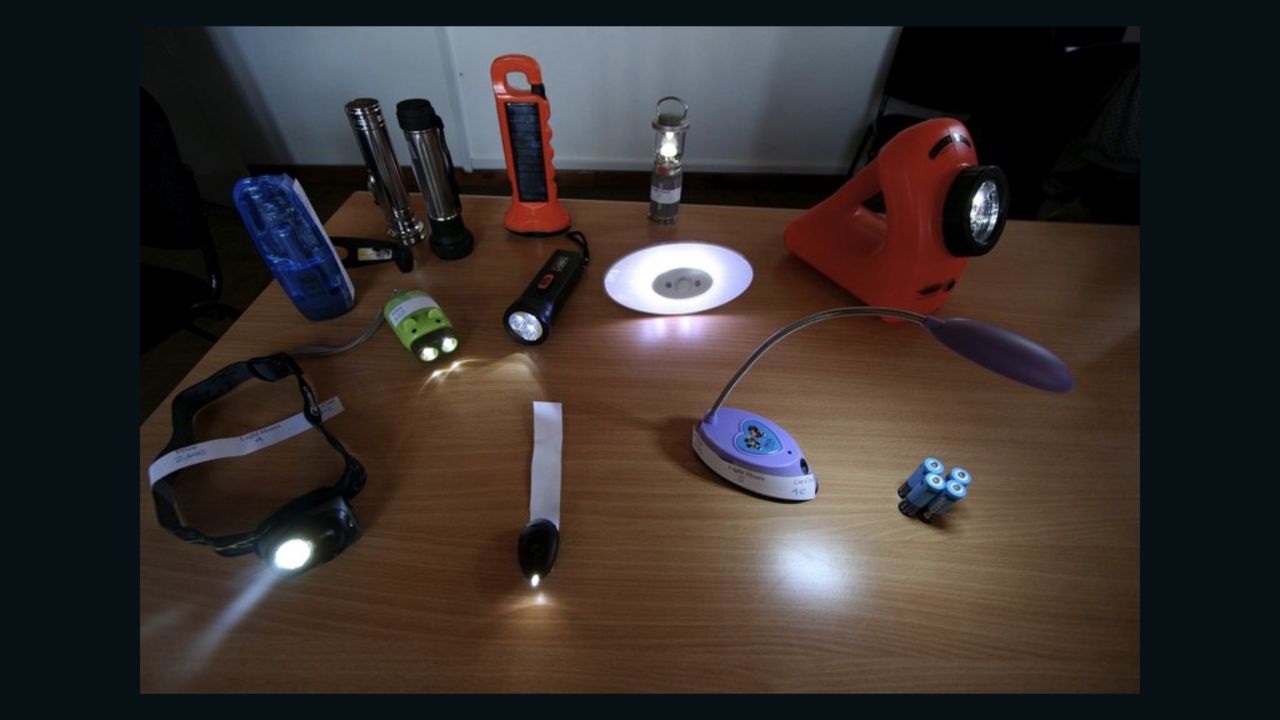 A selection of solar-powered LED lamps on the market