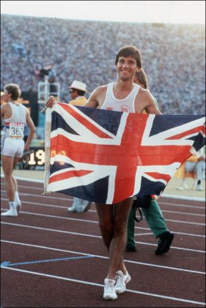 Sebastian Coe holds up the Union Flag after winning the Olympic 1500m gold medal in the 1984 Los Angeles Olympics. The two-time gold medallist later became a Conservative lawmaker in Britain and is now in charge of organizing the 2012 London Olympic Games. 