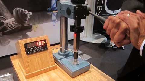 More than 100 pounds of pressure are exerted onto the glass in this demonstration, but it doesn't break.
