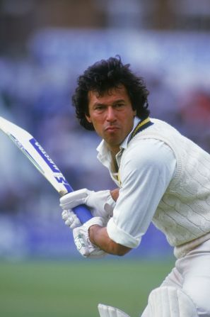 Pakistani cricketer Imran Khan bats during a one-day international against England in the mid-1980s. Imran is now campaigning to be his country's next prime minister.