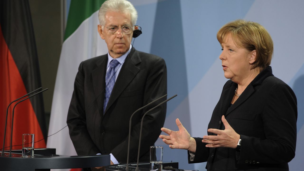 Italian Prime Minister Mario Monti, left, with German Chancellor Angela Merkel earlier this year.