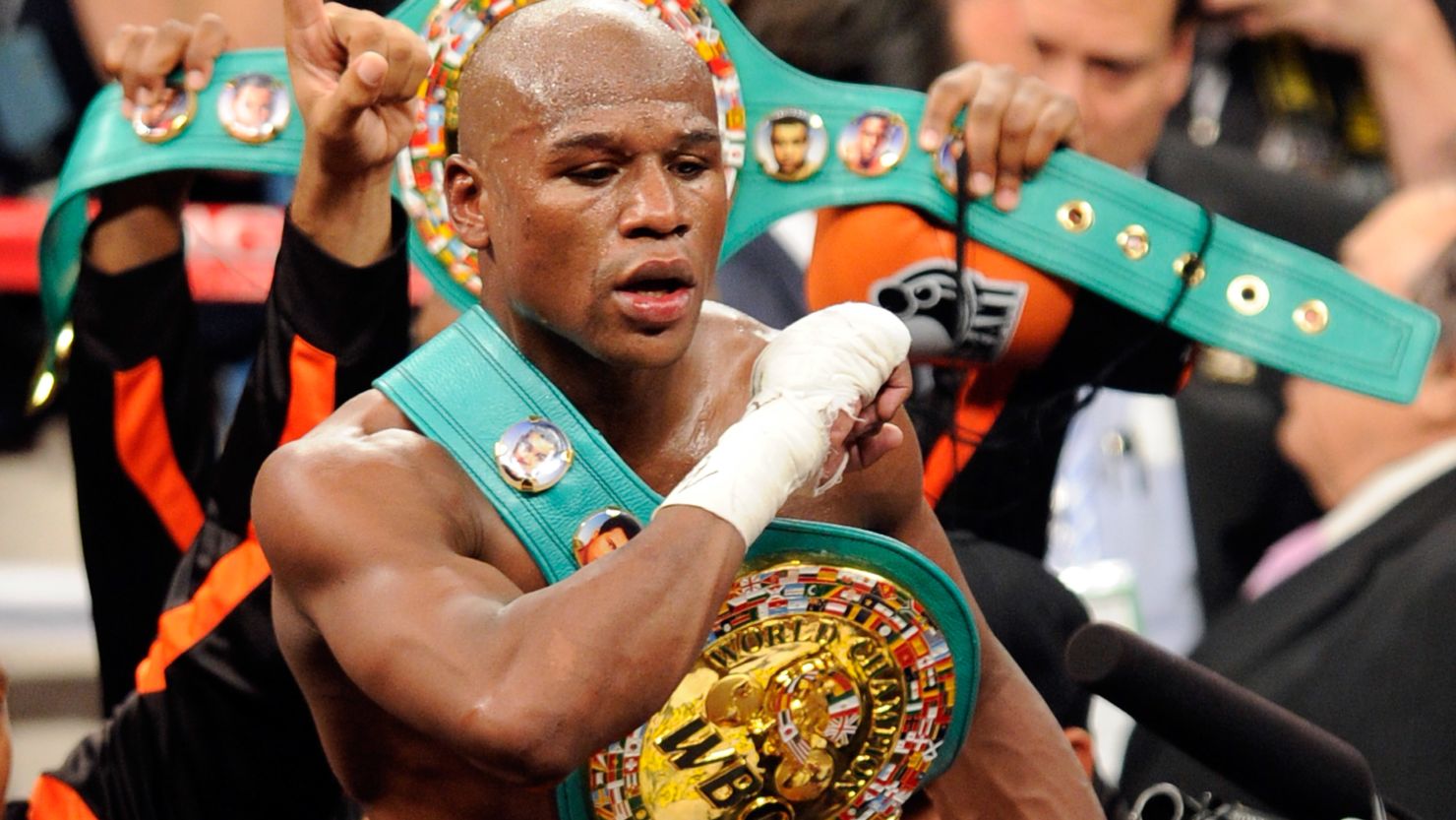 American boxer Floyd Mayweather Jr. has won all 42 of his professional fights, 26 by knockout. 