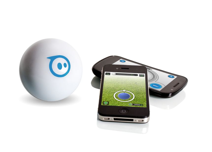 This <a href="http://www.gosphero.com/" target="_blank" target="_blank">rechargeable robotic toy</a>, about the size of a softball, acts as if it has a mind of its own. But really it's controlled via Bluetooth by your Apple or Android device. You can make the ball roll around the house, change colors, play games and spook the family pet. Available: this month. Price: $129. 