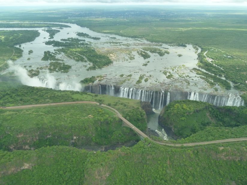 Victoria Falls, on the border between Zambia and Zimbabwe.