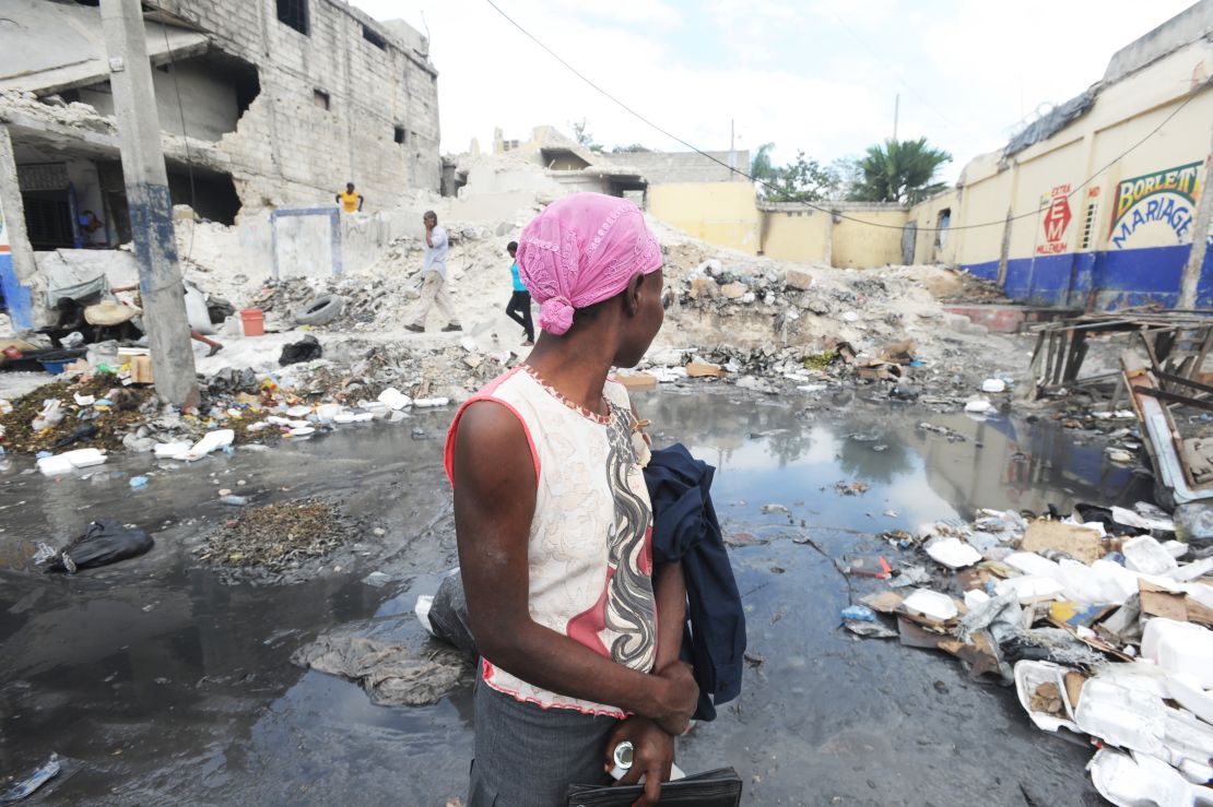 The rubble from the 2010 earthquake lay in the streets of Port-au-Prince for many months.