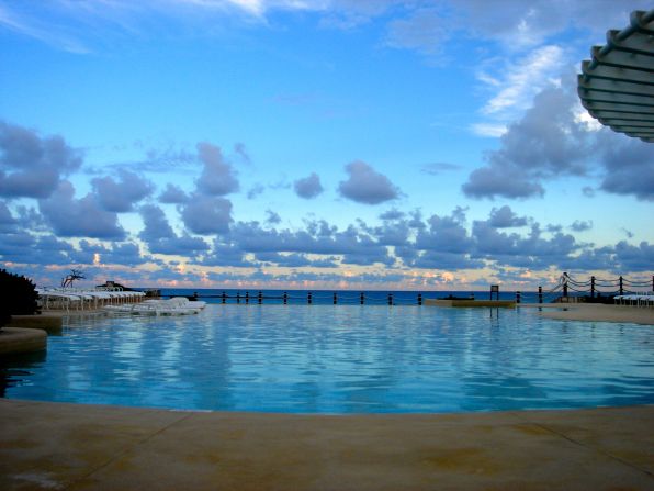 Natee Ramnarain took this serene photo while on her honeymoon in Cancun. "It was at the Hyatt Cancun Caribe at one of the the two swimming pools they had on site. I was sitting in a cabana and thought the sky looked perfect."