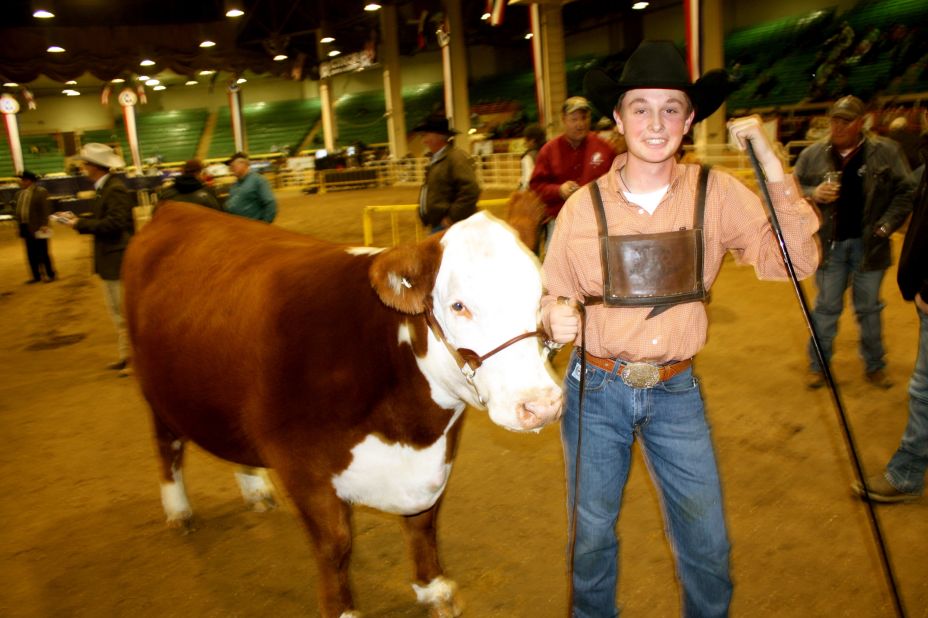 Blake Tucker, 16, traveled from North Platte, Nebraska, with his cow Diana.They won the blue ribbon in the junior polled female category. Diana¹s mother, Shelby, and grandmother, Harley, were also champions.