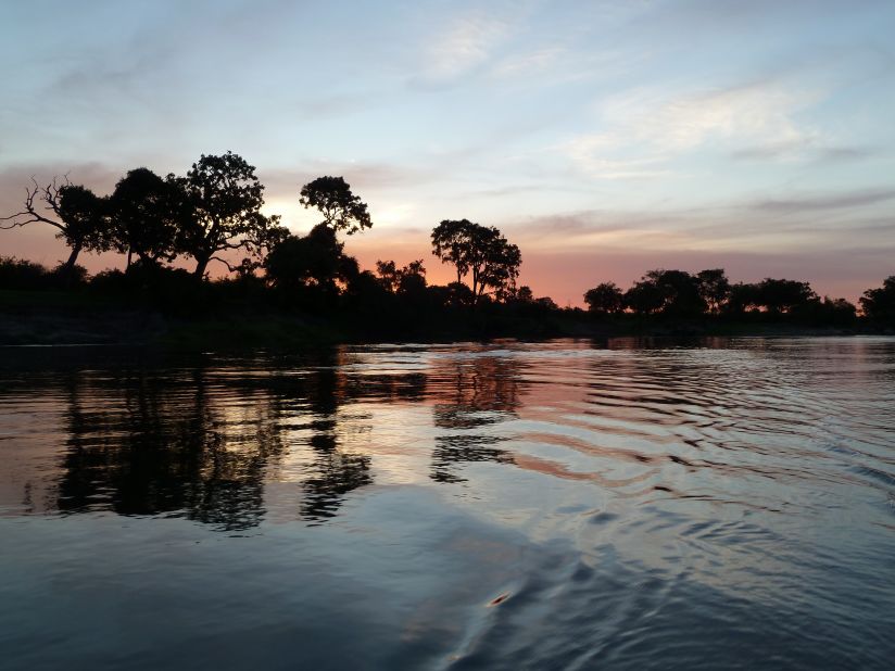 A sunset on the Zambezi river, next to Livingstone.