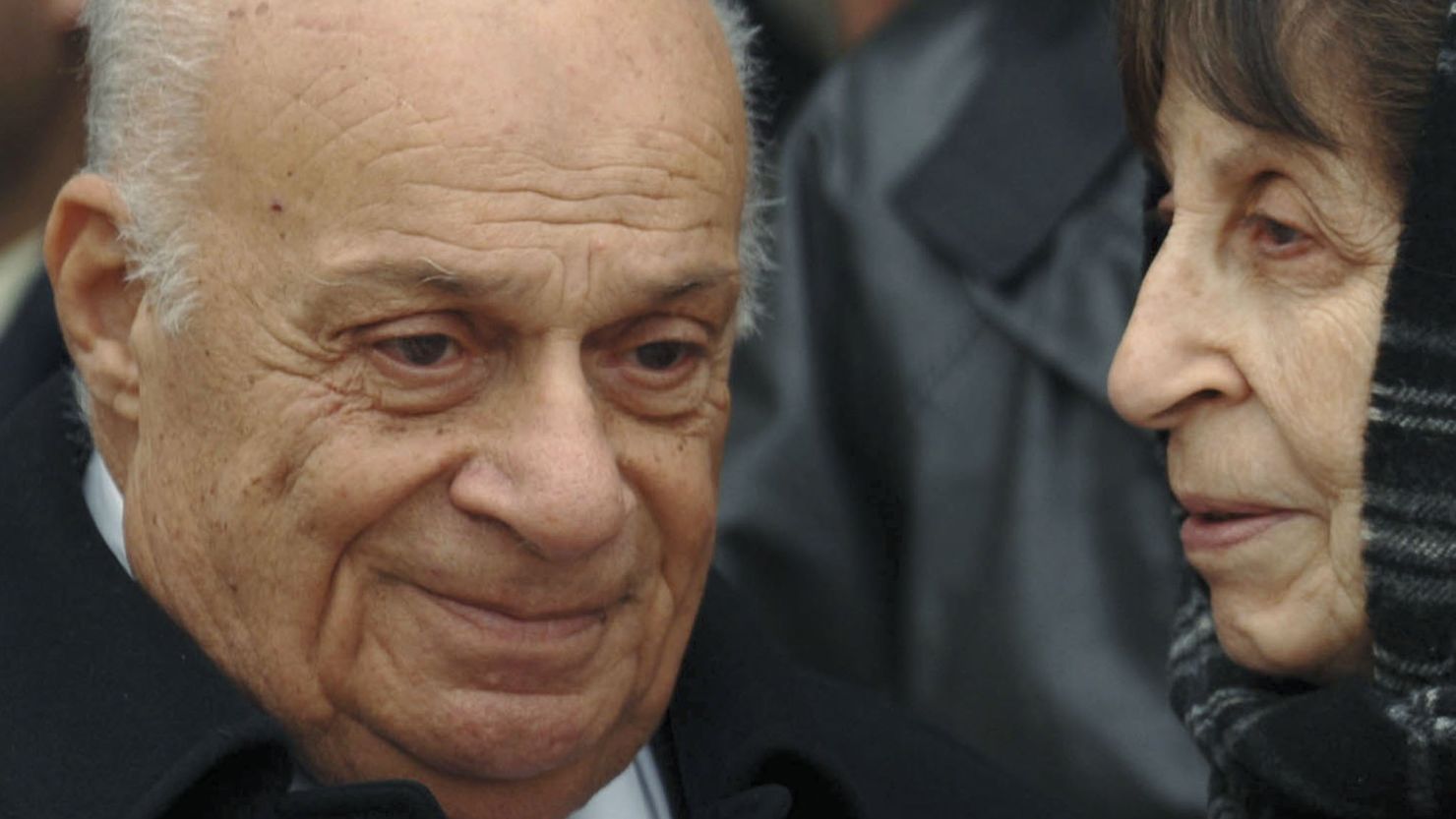 Rauf Denktas with Rahsan Ecevit, the widow of Bulent Ecevit, at the former Turkish prime minister's funeral in 2006.