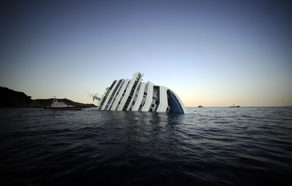 The Costa Concordia struck rocks on January 13 and turned on its side off the Italian island of Giglio.