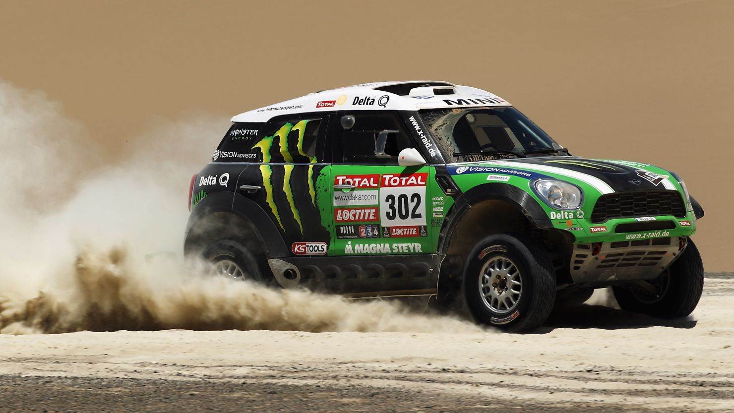 France's Stephane Peterhansel drives his Mini during stage 13 of the 2012 Dakar Rally from Nasca to Pisco in Peru