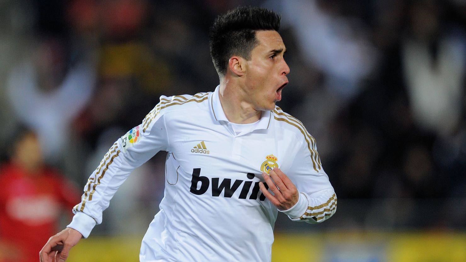 Jose Callejon celebrates scoring Real Madrid's winning goal in the 2-1 victory over Mallorca on Saturday 
