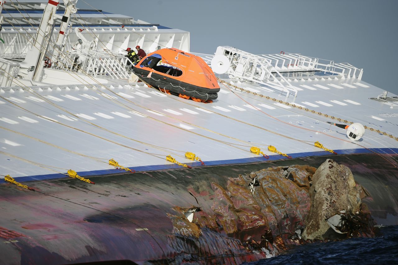 Rescuers search the Costa Concordia on January 15.