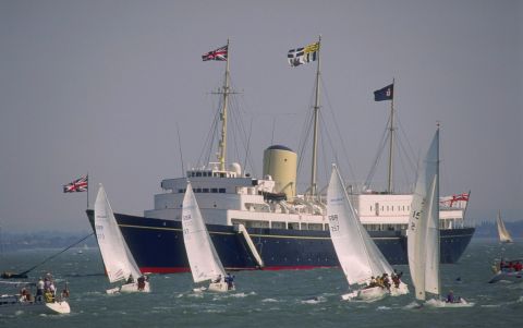 The Royal Yacht Britannia, pictured here on one of her last appearances in 1996, was decommissioned in 1997.