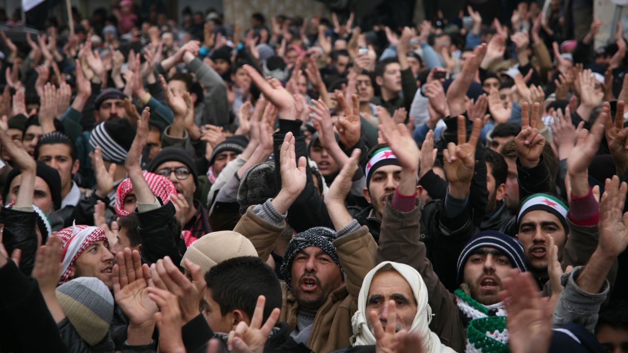 Opposition supporters turn out in force in Zabadani, Syria.