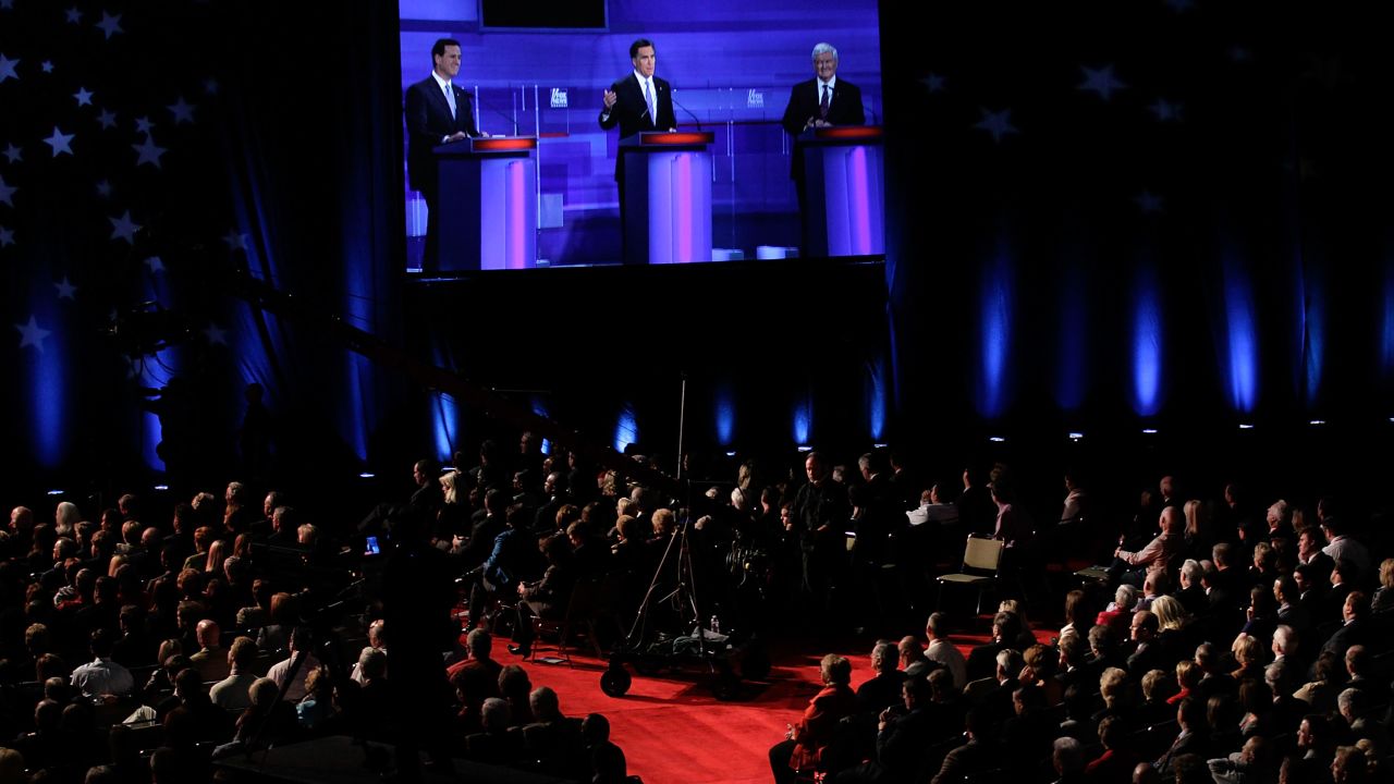 Republican candidates face a raucous audience at Monday's presidential debate in Myrtle Beach, South Carolina.