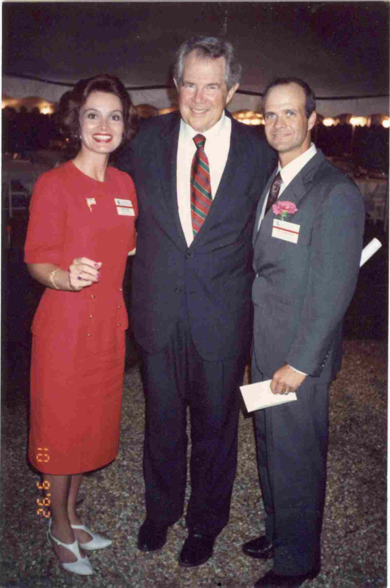 Costa and her husband, Louis, right, attend a Christian Coalition reception at televangelist Pat Robertson's home in fall 1992. Costa helped launch the coalition's South Carolina chapter.
