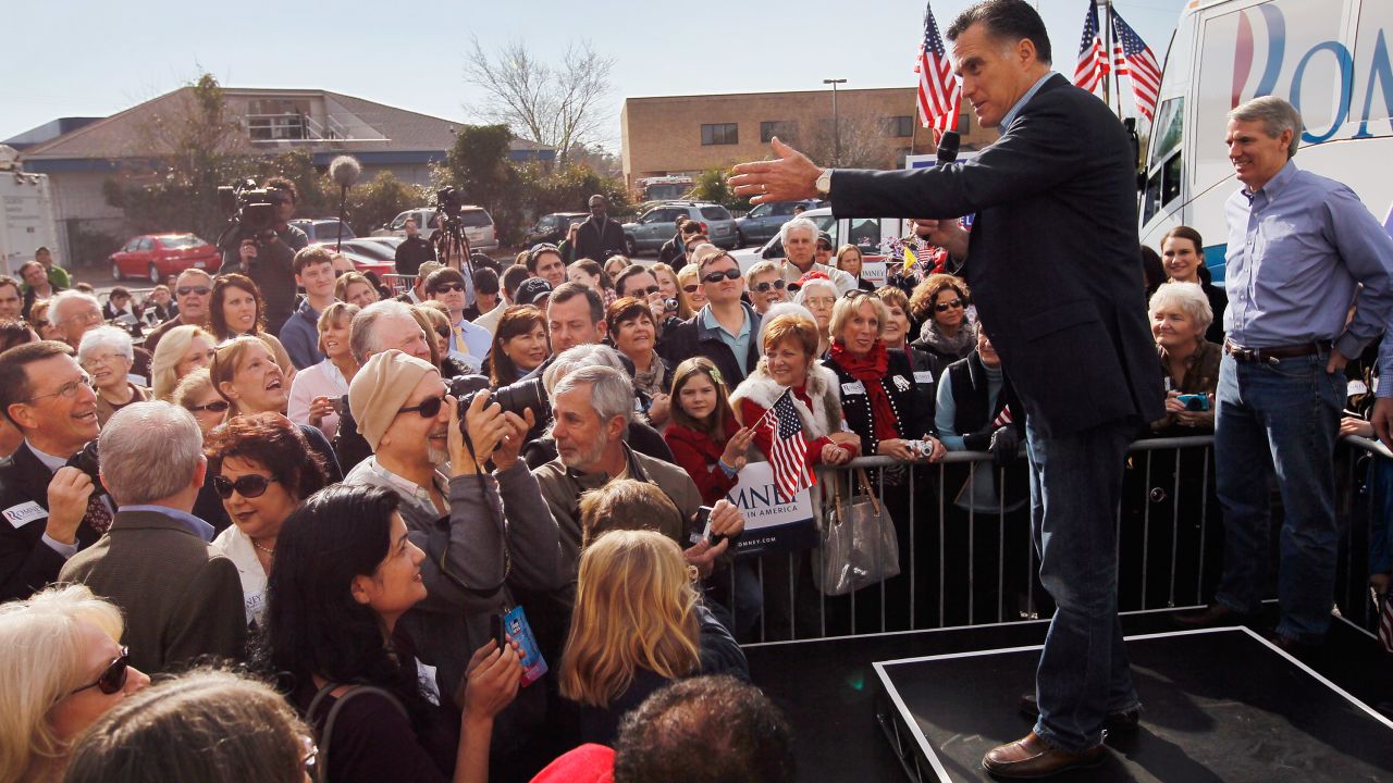 Mitt Romney greets supporters in Charleston, South Carolina, on January 19, the day Rick Perry dropped out of the race. 