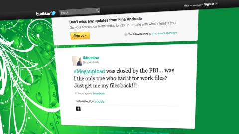 Former Megaupload users took to Twitter and other sites to complain that they'd lost legal material because of the crackdown.