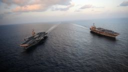The USS Abraham Lincoln and the USS John Stennis are both currently in the Persian Gulf. The Lincoln moved throught the Strait of Hormuz without incident Sunday.