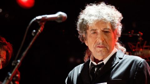 Bob Dylan, here performing at the Critics' Choice Movie Awards in January, denies the guitar is the one he played at the festival.