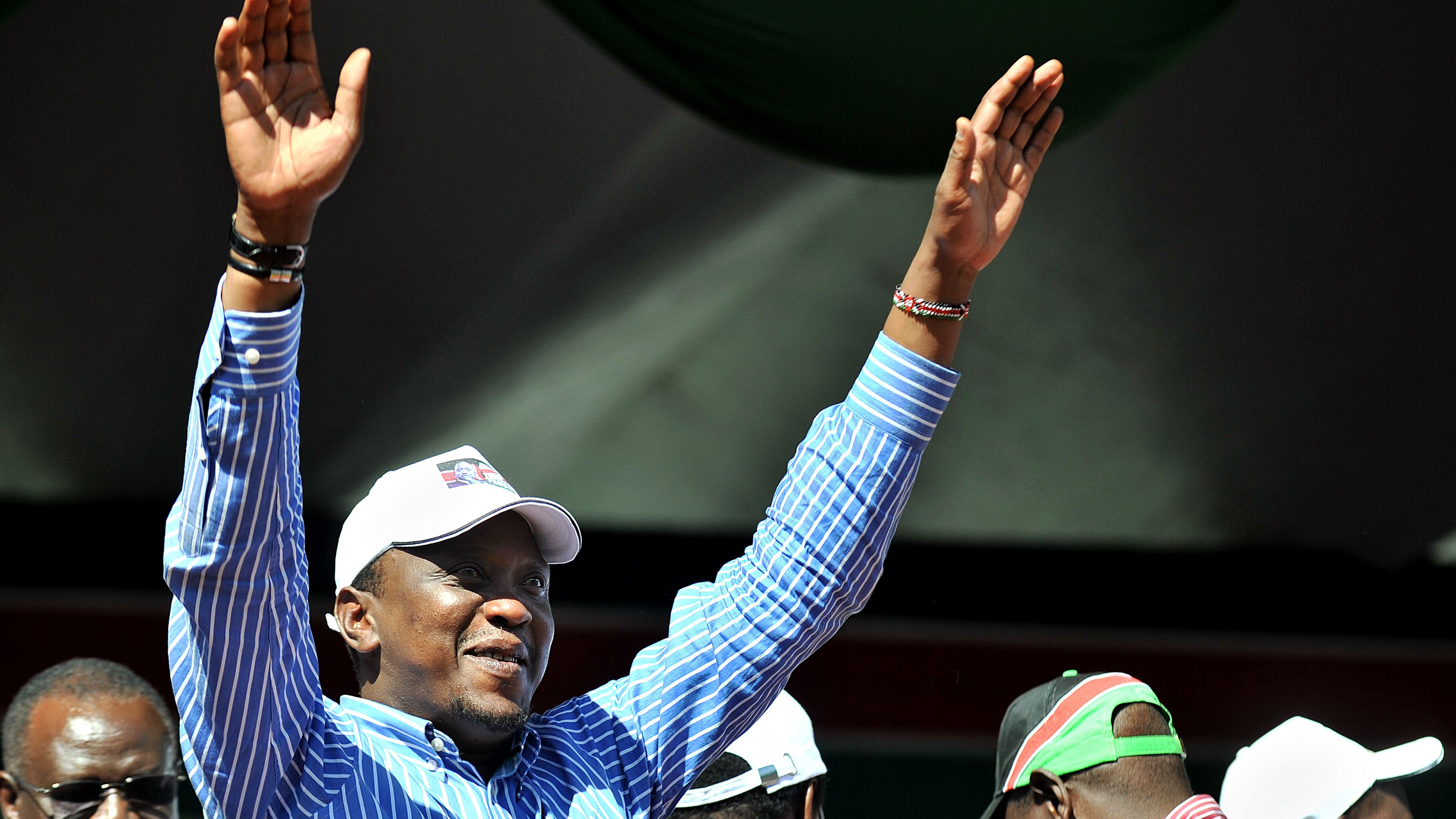 Kenya's Deputy Prime Minister, Uhuru Kenyatta, waves to supporters in Nairobi in April 2011.