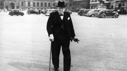 Sir Winston Churchill (1874 - 1965) arriving at number 10 Downing Street London for a cabinet meeting. 