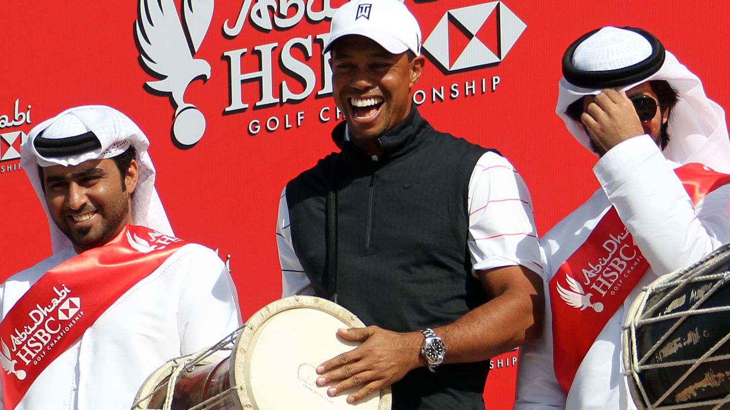 Tiger Woods was in jovial mood ahead of the Abu Dhabi Golf Championship which starts Thursday.